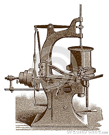 Historical double seaming machine Vector Illustration